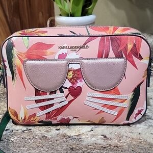 Karl Lagerfeld Paris Cat Floral Crossbody Bag